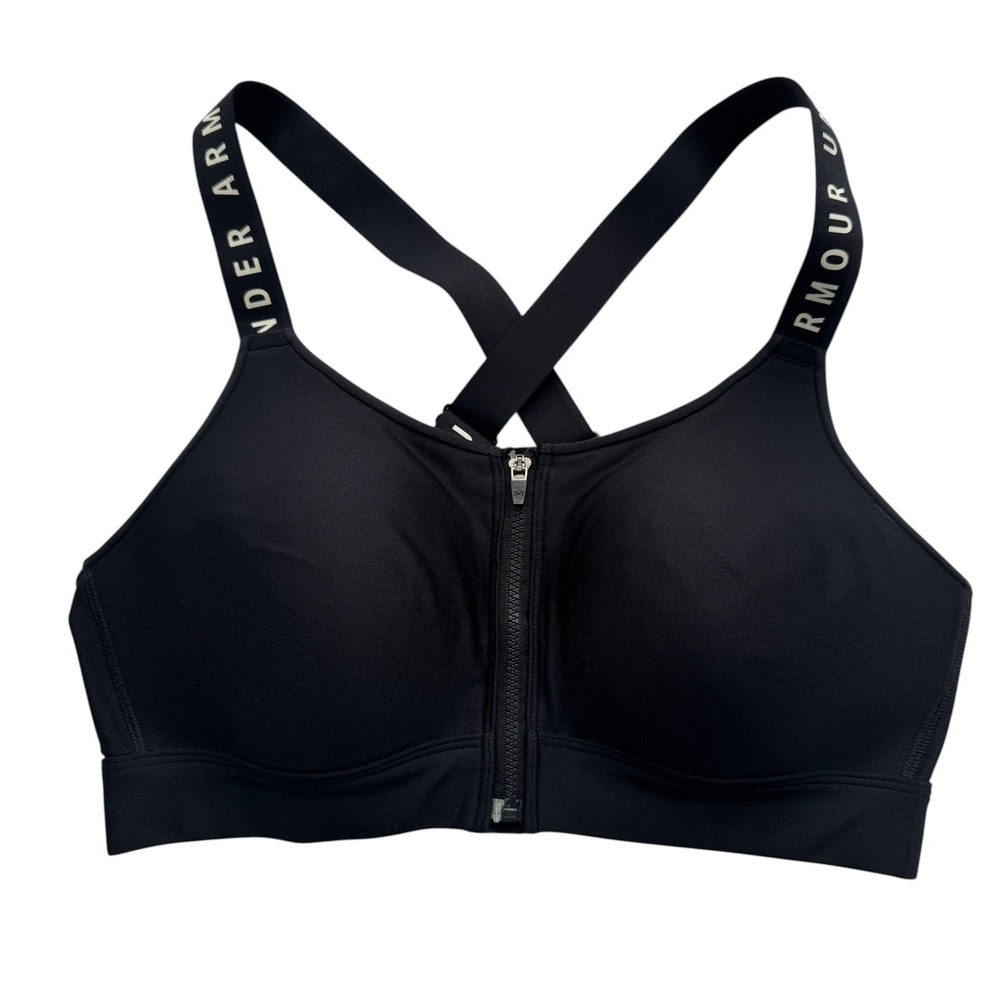 Under Armour Infinity High Zip Sports Bra Black Womens Medium D High Impact